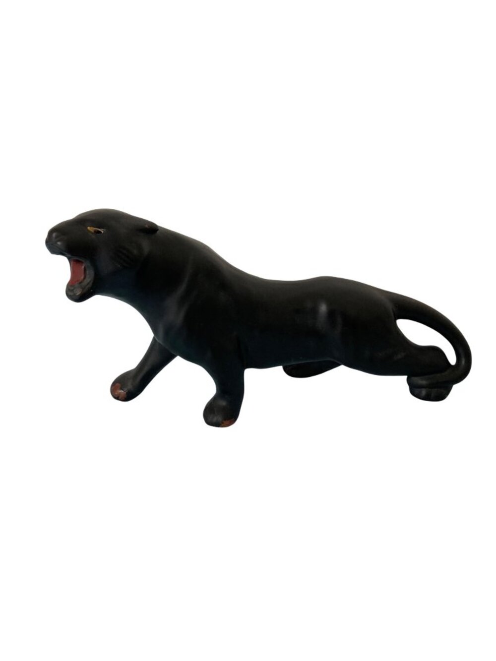 Vintage MCM Roaring Black Panther Ceramic Figurine Mid-Century Collectible